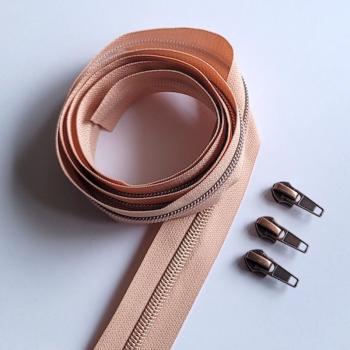 Reissverschluss & Zipper im Set (Kupfer/Nude)